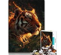 Flame Tiger Adult Jigsaw Puzzles 1000 Pieces,Challenging To Complete But Fun And Humorous Unique Home Decor And Gifts (50x75cm)