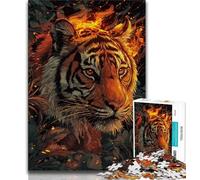 Flame Tiger Adult Jigsaws 1000 Pieces Difficult,Challenging Family Activity Games DIY Toy for Home Wall Decor Gifts (38x26cm)