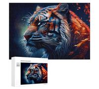 Flame Tiger Digital Art Adult Picture Puzzle, 300 PCS - Festive Gift for Adults - for Quiet Evenings And Focused Play