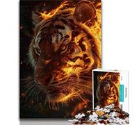 Flame Tiger JigsawPuzzle 1000 Pieces for Adults,Decompressing Intellectual Educational Toy Birthday Present,Gifts,Wall Art (50x75cm)