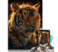 Flame Tiger JigsawPuzzle 1000 Pieces for Adults,Decompressing Intellectual Educational Toy Birthday Present,Gifts,Wall Art (50x75cm)