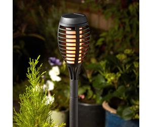 Flame Torch Solar LED Stake Lights - Black - Set of 5