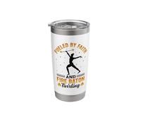 Flame Twirling Design for a Fire Dancer Stainless Steel Insulated Tumbler