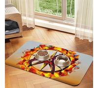 Flame War Horse Pet Feeding Mat Dog Cat Eating Food Absorbent Leather Tablecloth for and Water Bowl Waterproof No Stains Quick Dry Non-Slip 23.62 * 15.75IN