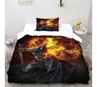 Flame Warrior 2 Pcs Bedding Set Creative Design Art 3D Printed King Size for Kids Soft Microfiber With Sheet Pillowcases Single（135x200cm）