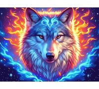 Flame Wolf 1000-piece Jigsaw Puzzle Set Magical Cosmic Creatures For Adults Teens 14+ Logic Skill Indoor Game Family Game Night Summer Durable Material 1000 PCS/75x50cm