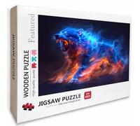 Flame Wooden Jigsaw Puzzles 48x32in, Wolf Jigsaw Puzzles 3000 Pieces for Adults with Box, Back Lettering Easy to Distinguish, Educational Challenging Game, Summer Decoration, Beautiful Gifts, B-4504