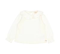 Flamed Organic Cotton Ruffle Neck T-Shirt Ecru 3 months
