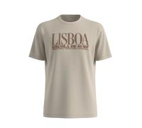 Flamed Yarn T-Shirt with Front Print and Round Neck s.Oliver Beige 4XL