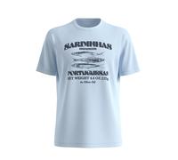Flamed Yarn T-Shirt with Front Print and Round Neck s.Oliver Bleu 4XL