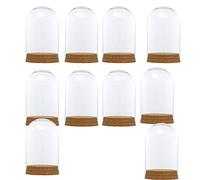 FLAMEER 10Pieces 8x12cm Clear Glass Dome Cover Cloche Bell Jar Succulent Terrariums w/Wooden Cork Base Home Study Room Decor