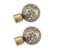 FLAMEER 2 Pieces Screw In Curtain Finials Ends Cap With Hollow Out Design - 22mm Diameter - 3# Bronze
