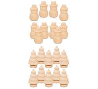 FLAMEER 20 x Wooden Peg Doll Body Shape Christmas Tree & Snowman DIY Paint Funny Creative Project