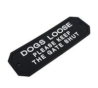 FLAMEER Bold Black and White, Easy to See Warning, Outdoor Notice,Rustic PVC Dog Loose Gate Sign Wall Plaque Board Door Wall Hanging Decoration for Home Garden - DOGS LOOSE