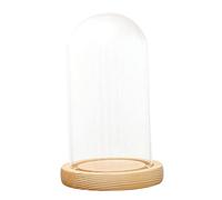 FLAMEER Glass Display Dome + LED Wooden Base, Decorative Clear Glass Cloche Bell Jars Display Dome for Gifts Decor - Clear, F 12x20cm