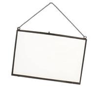 FLAMEER Metal Chain Hanging Glass Double Sided Photo Picture Frame Wall Display Frame Dried Plant Flower Artwork Display Frame Decoration - B 20x15cm