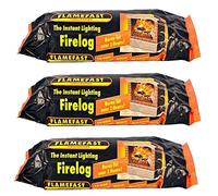 Flamefast 3 x Smokeless Firelogs Instant Lighting, Open Fire, Garden Chimineas 2hrs Burn, Environmentally Friendly