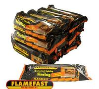 Flamefast 4 x Smokeless Firelogs Plus 4 x Packs of Firelighters Instant Lighting, Open Fire, Garden Chimineas 2hrs Burn, Environmentally Friendly