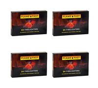 Flamefast Firelighters Starter Blocks, Quick Start Eco Barbecue, Wood Burner, Open Fire - 4 Packs of 24 (96 firelighters)