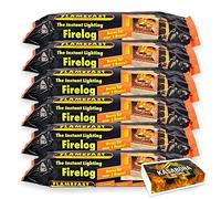Flamefast Smokeless Instant Firelog Lighting Open Garden Chimineas 2hrs Burn Enviromentally Frienly Fire Individually Wrapped Case of 60 Logs & KasaBona Safety Matches