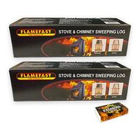 Flamefast Stove & Chimney Sweeping Log Fire Place Cleaner Remove Creosote Soot Tar Deposits - Includes KasaBona Safety Matches (2 Logs)