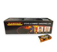 Flamefast Stove & Chimney Sweeping Log Fire Place Cleaner Remove Creosote Soot Tar Deposits - Includes KasaBona Safety Matches (1 Log)