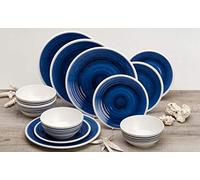 Flamefield Blue Azure Camping Caravan 12 Piece melamine Dinner Set AZ0116