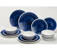 Flamefield Blue Azure Camping Caravan 12 Piece melamine Dinner Set AZ0116