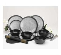 Flamefield Granite Grey 12pc Melamine Dinner Set
