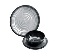 Flamefield Granite Grey Melamine Side Plate - Elegant Stone-Inspired Design, Ideal for Desserts & Appetizers, Durable & Break-Resistant (Granite Grey Side Plate)