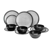 Flamefield GG0112 Granite 12 Piece Melamine Dining Set - Grey