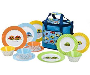 Flamefield LC0113 Love Caravanning 12 Piece Melamine Dining Set with Cooler Bag