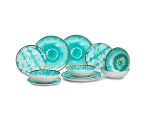 FLAMEFIELD Non-Slip Boho Dream 12-Piece Melamine Set - Artistic Outdoor Dinnerware, Stable & Break-Resistant, Dishwasher Safe, Heat Resistant for Adventurous Dining, Bohemian-Themed Picnics & Camping