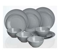 Flamefield Non Slip Grey 12 Piece Melamine Set Camping Caravan Motorhome