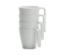 Flamefield Soft White Stacking Mugs - 4-Piece Elegant & Durable Melamine Set, 350ml, Perfect for Travel & Outdoor, Shatter-Resistant, Easy Stack Design, Dishwasher Safe, Ideal for Serene Sipping
