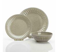 Flamefield Vintage Beige 12 Piece Melamine Set Camping Tableware Caravan BBQ