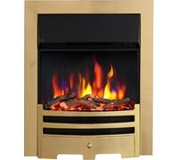 Flameko 16" Verona Fireplace Insert, 2000W Heater, Brass Trim With Spacer, Bauhaus Fret, 9 Colour Flame Effect, Remote Control