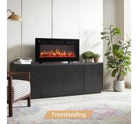 Flameko 36" Wilton 3 In 1 Electric Fireplace, Freestanding, Wall Mounted, Recessed, Media Wall, Remote Control