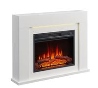 FLAMEKO 39" Freestanding Electric Fireplace, Acacia, White