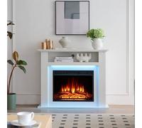 Flameko 39" Sahara Fireplace With Surround And Realistic Flame Effect Heater White Multiple Colours Available