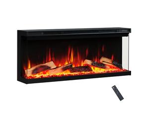 FLAMEKO 40" Wall Mounted Electric Fireplace, Premium Logs, Leura, Black