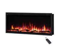 Flameko 42 Inch / 109cm Electric Fireplace Media Wall Fireplace, Slim Black Frame Inset Electric Fire Heater With 750W 1500W Output, Remote Control And Dual Fuel Bed Display, Avena