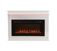 FLAMEKO 45" Freestanding Fireplace Suite White Electric Fireplace, Albury | 750W-1.5kW Electrical Heater, LED Flame Effect Fire, 13 Mood Lighting Options, Logs & Crystals, Remote Control