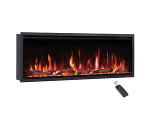 FLAMEKO 50" Media Wall Slim Frame Electric Fireplace, Avena, Black