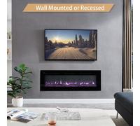 Flameko 50" Wilton 3 In 1 Electric Fireplace, Freestanding, Wall Mounted, Recessed, Media Wall, Remote Control