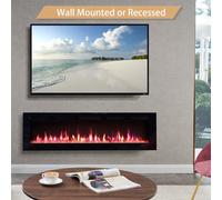 Flameko 60" Wilton 3 In 1 Electric Fireplace, Freestanding, Wall Mounted, Recessed, Media Wall, Remote Control