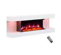 FLAMEKO Atacama 44"/112cm Wall Mounted Fireplace All-in-One with Downlights and Remote Control 1.8kW Heater in White