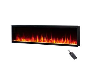 FLAMEKO Avena 183cm/72" 3-in-1 Slim Frame Recessed Media Wall/Wall Mounted/Freestanding Electric Fireplace with Multi Flame Colours, with Logs & Crystals, Heater 750W & 1.5kW