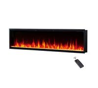 FlameKo Avena 183cm/72" Slim Frame Recessed Media Wall Inset Electric Fireplace with Multi Flame Colours, with Logs, Heater 750W & 1500W