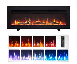 FlameKo Dilton 36"/92cm 3 in 1 Electric Fireplace with Logs, Freestanding, Wall Mounted, Recessed, 9 Colour Flame Effect, Media Wall Compatible, 900W - 1800W Heater, Remote Control